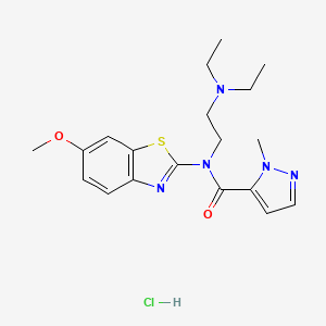 molecular formula C19H26ClN5O2S B2457345 N-(2-(diethylamino)ethyl)-N-(6-methoxybenzo[d]thiazol-2-yl)-1-methyl-1H-pyrazole-5-carboxamide hydrochloride CAS No. 1189460-51-2