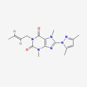 molecular formula C16H20N6O2 B2457358 1-[(E)-but-2-enyl]-8-(3,5-dimethylpyrazol-1-yl)-3,7-dimethylpurine-2,6-dione CAS No. 1014074-46-4