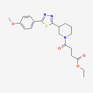 molecular formula C20H25N3O4S B2457362 Ethyl 4-(3-(5-(4-methoxyphenyl)-1,3,4-thiadiazol-2-yl)piperidin-1-yl)-4-oxobutanoate CAS No. 1203195-84-9
