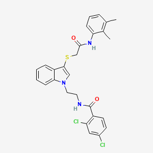 molecular formula C27H25Cl2N3O2S B2457367 2,4-二氯-N-[2-[3-[2-(2,3-二甲苯胺基)-2-氧代乙基]硫代吲哚-1-基]乙基]苯甲酰胺 CAS No. 532975-51-2