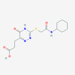 3-(3-((2-(Cyclohexylamino)-2-oxoethyl)thio)-5-oxo-4,5-dihydro-1,2,4-triazin-6-yl)propanoic acid