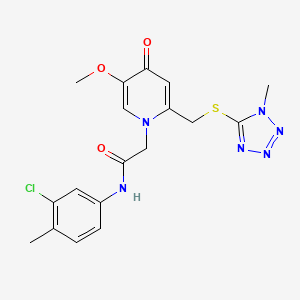 N-(3-chloro-4-methylphenyl)-2-(5-methoxy-2-(((1-methyl-1H-tetrazol-5-yl)thio)methyl)-4-oxopyridin-1(4H)-yl)acetamide