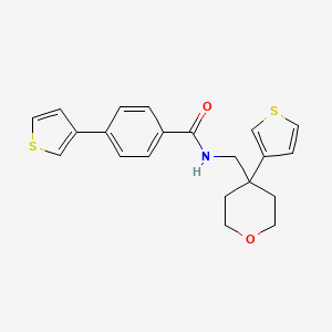 molecular formula C21H21NO2S2 B2457385 4-Thiophen-3-yl-N-[(4-thiophen-3-yloxan-4-yl)methyl]benzamide CAS No. 2415502-59-7