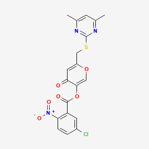 molecular formula C19H14ClN3O6S B2457386 6-(((4,6-dimethylpyrimidin-2-yl)thio)methyl)-4-oxo-4H-pyran-3-yl 5-chloro-2-nitrobenzoate CAS No. 877636-53-8