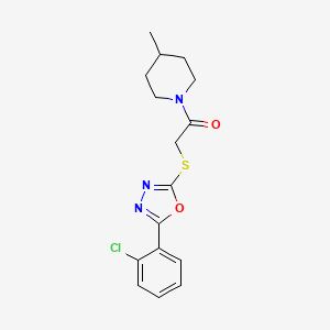 molecular formula C16H18ClN3O2S B2457407 1-({[5-(2-Chlorophenyl)-1,3,4-oxadiazol-2-yl]thio}acetyl)-4-methylpiperidine CAS No. 459435-67-7