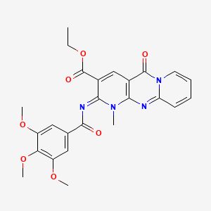 molecular formula C25H24N4O7 B2457412 (Z)-ethyl 1-methyl-5-oxo-2-((3,4,5-trimethoxybenzoyl)imino)-2,5-dihydro-1H-dipyrido[1,2-a:2',3'-d]pyrimidine-3-carboxylate CAS No. 534565-80-5