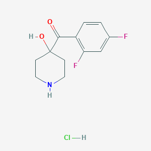 molecular formula C12H14ClF2NO2 B2457418 (2,4-Difluorophenyl)-(4-hydroxypiperidin-4-yl)methanone;hydrochloride CAS No. 2361760-77-0