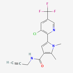 molecular formula C16H13ClF3N3O B2457433 5-[3-chloro-5-(trifluoromethyl)pyridin-2-yl]-1,2-dimethyl-N-(prop-2-yn-1-yl)-1H-pyrrole-3-carboxamide CAS No. 2061269-56-3