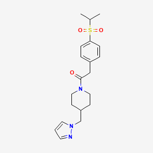 1-(4-((1H-pyrazol-1-yl)methyl)piperidin-1-yl)-2-(4-(isopropylsulfonyl)phenyl)ethanone