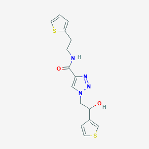 molecular formula C15H16N4O2S2 B2457464 1-[2-hydroxy-2-(thiophen-3-yl)ethyl]-N-[2-(thiophen-2-yl)ethyl]-1H-1,2,3-triazole-4-carboxamide CAS No. 2097873-02-2