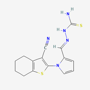 molecular formula C15H15N5S2 B2457480 (2E)-2-{[1-(3-cyano-4,5,6,7-tetrahydro-1-benzothiophen-2-yl)-1H-pyrrol-2-yl]methylidene}hydrazinecarbothioamide CAS No. 310452-77-8