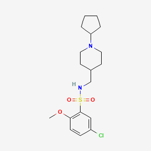 molecular formula C18H27ClN2O3S B2457488 5-chloro-N-((1-cyclopentylpiperidin-4-yl)methyl)-2-methoxybenzenesulfonamide CAS No. 953144-07-5