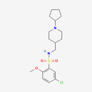 molecular formula C18H27ClN2O3S B2457488 5-氯-N-((1-环戊基哌啶-4-基)甲基)-2-甲氧基苯磺酰胺 CAS No. 953144-07-5