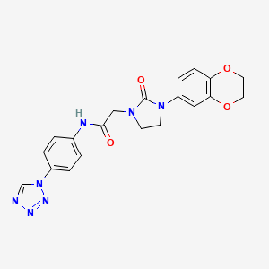 N-(4-(1H-tetrazol-1-yl)phenyl)-2-(3-(2,3-dihydrobenzo[b][1,4]dioxin-6-yl)-2-oxoimidazolidin-1-yl)acetamide