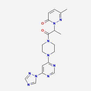 molecular formula C18H21N9O2 B2457494 2-(1-(4-(6-(1H-1,2,4-三唑-1-基)嘧啶-4-基)哌嗪-1-基)-1-氧代丙烷-2-基)-6-甲基吡哒嗪-3(2H)-酮 CAS No. 1795457-68-9