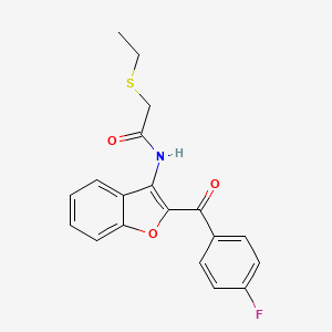 molecular formula C19H16FNO3S B2457495 2-Ethylsulfanyl-N-[2-(4-fluorobenzoyl)-1-benzofuran-3-yl]acetamide CAS No. 2241141-14-8
