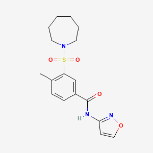 molecular formula C17H21N3O4S B2457498 3-(1-azepanylsulfonyl)-N-(3-isoxazolyl)-4-methylbenzamide CAS No. 690247-19-9