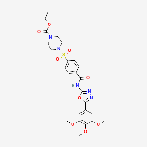 molecular formula C25H29N5O9S B2457499 Ethyl 4-((4-((5-(3,4,5-trimethoxyphenyl)-1,3,4-oxadiazol-2-yl)carbamoyl)phenyl)sulfonyl)piperazine-1-carboxylate CAS No. 533871-44-2
