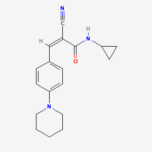 molecular formula C18H21N3O B2457504 (Z)-2-氰基-N-环丙基-3-(4-哌啶-1-基苯基)丙-2-烯酰胺 CAS No. 1012978-28-7