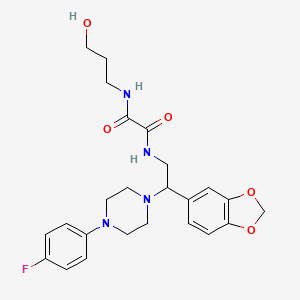 N1-(2-(benzo[d][1,3]dioxol-5-yl)-2-(4-(4-fluorophenyl)piperazin-1-yl)ethyl)-N2-(3-hydroxypropyl)oxalamide