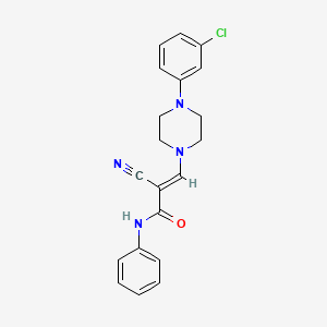 molecular formula C20H19ClN4O B2457508 (2E)-3-[4-(3-chlorophenyl)piperazin-1-yl]-2-cyano-N-phenylprop-2-enamide CAS No. 885180-60-9