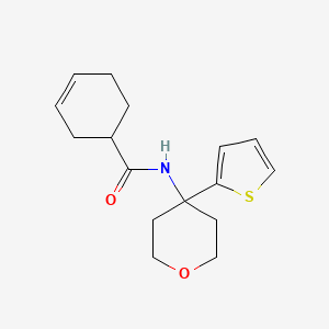N-(4-(thiophen-2-yl)tetrahydro-2H-pyran-4-yl)cyclohex-3-enecarboxamide