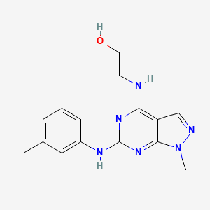 molecular formula C16H20N6O B2457513 2-((6-((3,5-dimethylphenyl)amino)-1-methyl-1H-pyrazolo[3,4-d]pyrimidin-4-yl)amino)ethanol CAS No. 897758-30-4