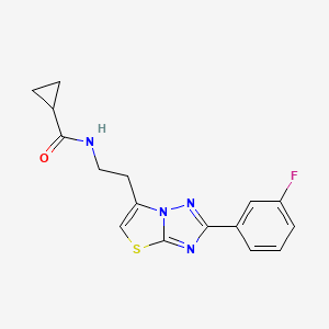 molecular formula C16H15FN4OS B2457515 N-(2-(2-(3-fluorophenyl)thiazolo[3,2-b][1,2,4]triazol-6-yl)ethyl)cyclopropanecarboxamide CAS No. 941999-63-9