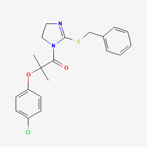 molecular formula C20H21ClN2O2S B2457520 1-(2-(苄硫基)-4,5-二氢-1H-咪唑-1-基)-2-(4-氯苯氧基)-2-甲基丙-1-酮 CAS No. 862826-72-0