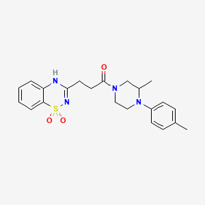 molecular formula C22H26N4O3S B2457531 3-{3-[3-methyl-4-(4-methylphenyl)piperazin-1-yl]-3-oxopropyl}-2H-1,2,4-benzothiadiazine 1,1-dioxide CAS No. 946355-68-6