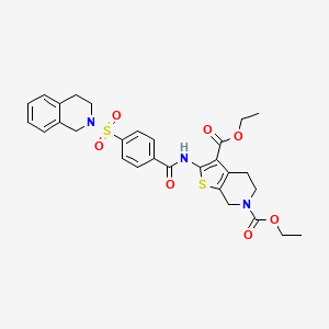 molecular formula C29H31N3O7S2 B2457537 diethyl 2-(4-((3,4-dihydroisoquinolin-2(1H)-yl)sulfonyl)benzamido)-4,5-dihydrothieno[2,3-c]pyridine-3,6(7H)-dicarboxylate CAS No. 449781-83-3