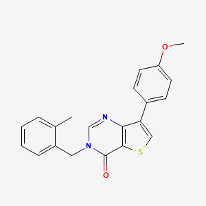 molecular formula C21H18N2O2S B2457541 7-(4-methoxyphenyl)-3-(2-methylbenzyl)thieno[3,2-d]pyrimidin-4(3H)-one CAS No. 1105238-02-5