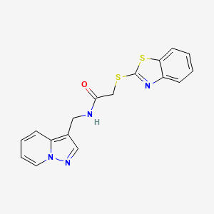 molecular formula C17H14N4OS2 B2457545 2-(benzo[d]thiazol-2-ylthio)-N-(pyrazolo[1,5-a]pyridin-3-ylmethyl)acetamide CAS No. 1396783-51-9