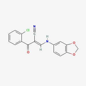 (E)-3-(1,3-benzodioxol-5-ylamino)-2-(2-chlorobenzoyl)prop-2-enenitrile