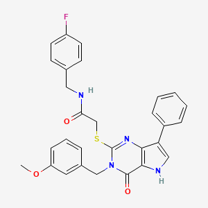 molecular formula C29H25FN4O3S B2457559 N-(4-fluorobenzyl)-2-((3-(3-methoxybenzyl)-4-oxo-7-phenyl-4,5-dihydro-3H-pyrrolo[3,2-d]pyrimidin-2-yl)thio)acetamide CAS No. 2034472-26-7