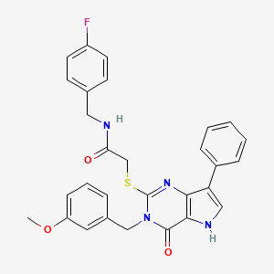 molecular formula C29H25FN4O3S B2457559 N-(4-氟苄基)-2-((3-(3-甲氧基苄基)-4-氧代-7-苯基-4,5-二氢-3H-吡咯并[3,2-d]嘧啶-2-基)硫代)乙酰胺 CAS No. 2034472-26-7