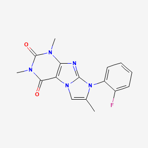 molecular formula C16H14FN5O2 B2457573 8-(2-fluorophenyl)-1,3,7-trimethyl-1H-imidazo[2,1-f]purine-2,4(3H,8H)-dione CAS No. 869344-96-7