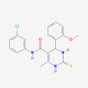 molecular formula C19H18ClN3O2S B2457579 N-(3-chlorophenyl)-4-(2-methoxyphenyl)-6-methyl-2-thioxo-1,2,3,4-tetrahydropyrimidine-5-carboxamide CAS No. 438481-39-1