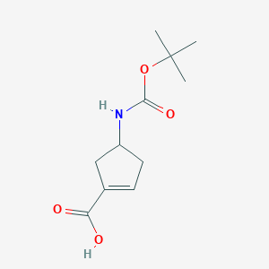 molecular formula C11H17NO4 B2457580 4-((Tert-butoxycarbonyl)amino)cyclopent-1-ene-1-carboxylic acid CAS No. 1358799-04-8
