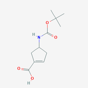 molecular formula C11H17NO4 B2457580 4-((Tert-butoxycarbonyl)amino)cyclopent-1-en-1-carbonsäure CAS No. 1358799-04-8