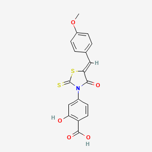 2-hydroxy-4-[(5Z)-5-[(4-methoxyphenyl)methylidene]-4-oxo-2-sulfanylidene-1,3-thiazolidin-3-yl]benzoic acid