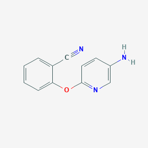 molecular formula C12H9N3O B2457599 2-[(5-Aminopyridin-2-yl)oxy]benzonitrile CAS No. 868697-72-7