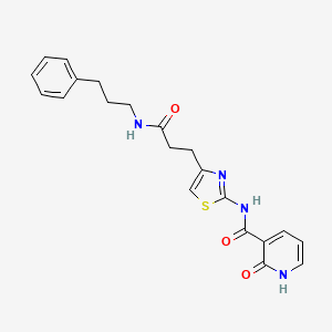 2-oxo-N-(4-(3-oxo-3-((3-phenylpropyl)amino)propyl)thiazol-2-yl)-1,2-dihydropyridine-3-carboxamide