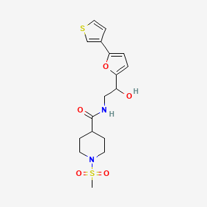 N-(2-hydroxy-2-(5-(thiophen-3-yl)furan-2-yl)ethyl)-1-(methylsulfonyl)piperidine-4-carboxamide