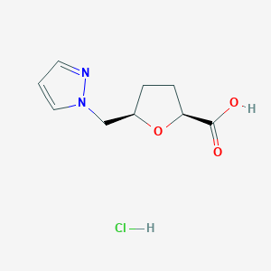 molecular formula C9H13ClN2O3 B2457611 (2S,5R)-5-(Pyrazol-1-ylmethyl)oxolane-2-carboxylic acid;hydrochloride CAS No. 1969288-33-2