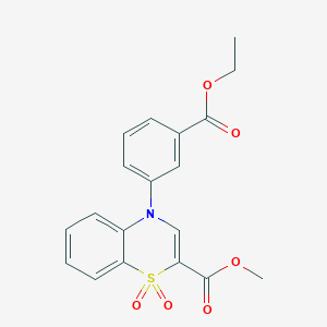 molecular formula C19H17NO6S B2457614 methyl 4-[3-(ethoxycarbonyl)phenyl]-4H-1,4-benzothiazine-2-carboxylate 1,1-dioxide CAS No. 1291851-38-1