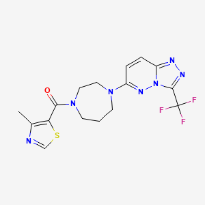 molecular formula C16H16F3N7OS B2457618 (4-Methyl-1,3-thiazol-5-yl)-[4-[3-(trifluoromethyl)-[1,2,4]triazolo[4,3-b]pyridazin-6-yl]-1,4-diazepan-1-yl]methanone CAS No. 2380079-17-2