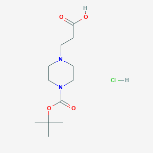 molecular formula C12H23ClN2O4 B2457621 3-{4-[(Tert-butoxy)carbonyl]piperazin-1-yl}propanoic acid hydrochloride CAS No. 362690-46-8
