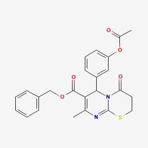 molecular formula C24H22N2O5S B2457656 6-(3-乙酰氧苯基)-8-甲基-4-氧代-2,3,4,6-四氢嘧啶并[2,1-b][1,3]噻嗪-7-甲酸苄酯 CAS No. 620156-99-2