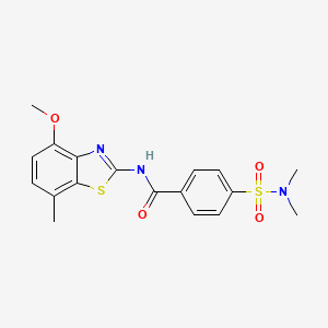 molecular formula C18H19N3O4S2 B2457664 4-(dimethylsulfamoyl)-N-(4-methoxy-7-methyl-1,3-benzothiazol-2-yl)benzamide CAS No. 862807-54-3